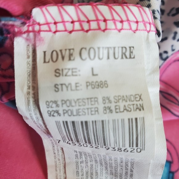 𝅺Love Couture Jeans pink mix cheetah chain prints Large top - Picture 5 of 11
